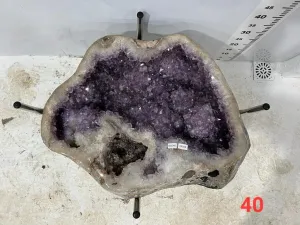 Amethyst Geode Table from Brazil with Custom Stand- 28" / 134 lbs