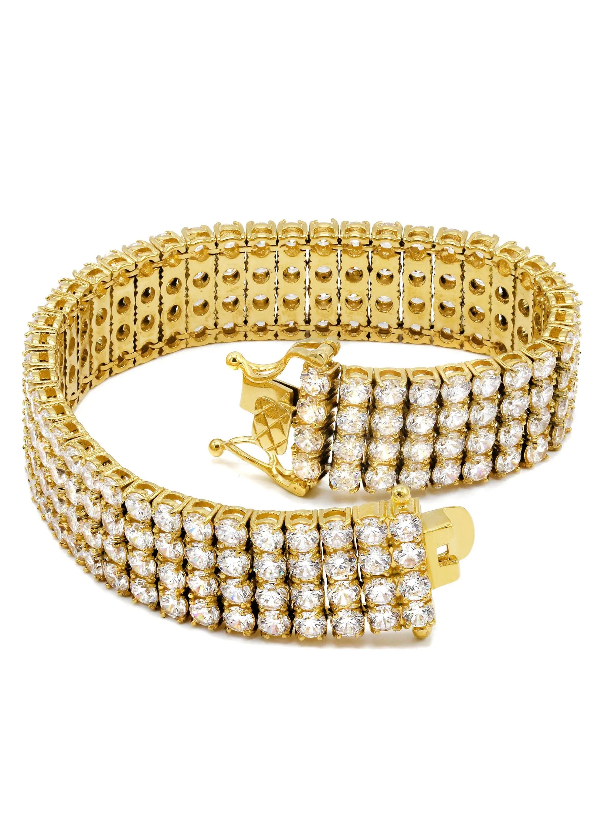 Gold Plated Four Row Tennis Bracelet