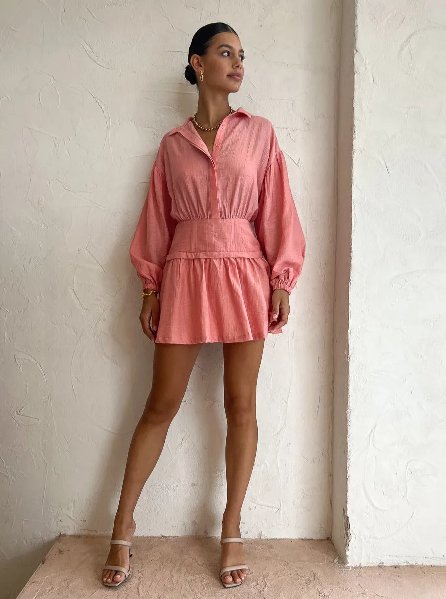 Mon Renn Carlo Mini Dress in Rose Pink