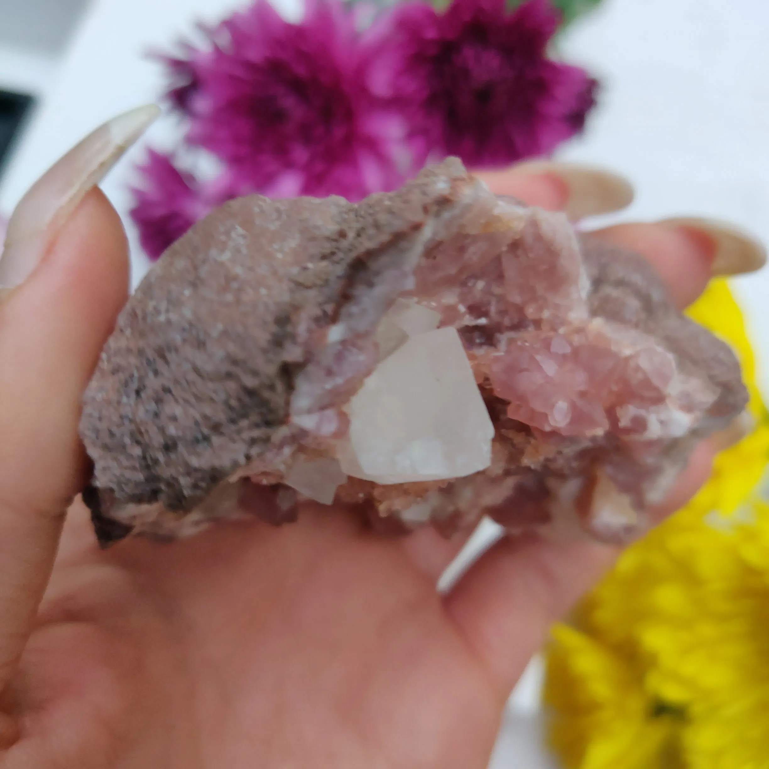Pink Amethyst Geode with Fluorescent Calcite (#M3)