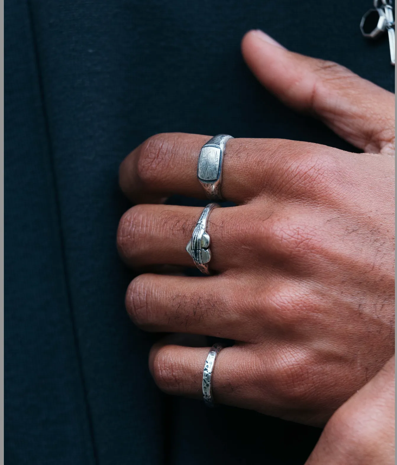 Sterling Silver Mini Signet Ring With Aged Finish